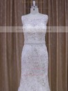 Discounted Trumpet/Mermaid Lace Tulle Beading Covered Button Scoop Neck Wedding Dresses #LDB00021903