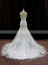 Sweetheart Ivory Tulle Appliques Lace Chapel Train Wedding Dresses #LDB00021959