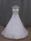 A-line Lace-up Tulle Appliques Lace Sweetheart Gorgeous Wedding Dresses #LDB00021972