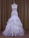 Trumpet/Mermaid White Coolest Lace Tulle Appliques Lace Sweetheart Wedding Dress #LDB00021987