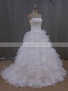 Princess Strapless Ivory Organza Pleats Court Train Wedding Dress #LDB00021994