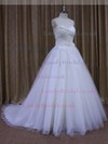 Sweetheart Tulle Appliques Lace Court Train Vintage White Wedding Dresses #LDB00021636