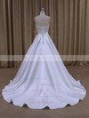 Elegant Ivory Sweetheart Satin Beading Court Train Wedding Dresses #LDB00021686