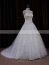 Exclusive Sweetheart Tulle Appliques Lace White Princess Wedding Dress #LDB00021772