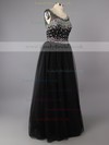 Princess Satin Tulle Scoop Neck Floor-length Rhinestone Prom Dresses #LDB02016512