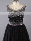 Princess Satin Tulle Scoop Neck Floor-length Rhinestone Prom Dresses #LDB02016512