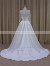 Scoop Neck Tulle Taffeta with Appliques Lace Ivory Long Sleeve Prom Dress #LDB00021781