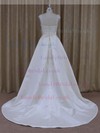 A-line Ivory Scoop Neck Satin Tulle Appliques Lace Popular Wedding Dress #LDB00021783
