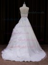 Tulle V-neck Appliques Lace Court Train Nice Ivory Wedding Dress #LDB00021792