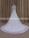 Great Sweetheart Court Train Tulle Appliques Lace Ivory Wedding Dress #LDB00021803