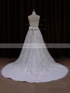 A-line Ivory Tulle Appliques Lace Modest Strapless Wedding Dress #LDB00021815