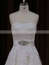 A-line Ivory Tulle Appliques Lace Modest Strapless Wedding Dress #LDB00021815