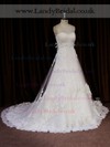 Modest Court Train Tulle Appliques Lace Ivory Sweetheart Wedding Dresses #LDB00021818