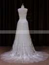 Ivory Scoop Neck Tulle with Appliques Lace Court Train Unique Wedding Dress #LDB00021819
