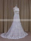 A-line Elegant White Tulle Appliques Lace Strapless Wedding Dresses #LDB00021822