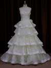 Ball Gown Exclusive Ivory Lace Satin Beading Strapless Wedding Dresses #LDB00021839