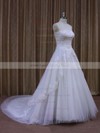 Strapless Tulle Appliques Lace White Latest A-line Wedding Dresses #LDB00021864