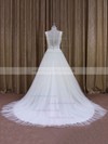 Tulle with Flower(s) Court Train Wholesale Ivory V-neck Wedding Dresses #LDB00021868