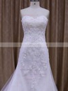 Trumpet/Mermaid White Tulle Appliques Lace Watteau Train Wedding Dresses #LDB00021874