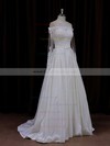 Expensive Taffeta Appliques Lace Ivory Off-the-shoulder Long Sleeve Wedding Dresses #LDB00021883