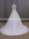 Ivory Sweetheart Tulle Court Train Appliques Lace Hot Wedding Dresses #LDB00021886