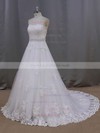 Ivory Sweetheart Tulle Court Train Appliques Lace Hot Wedding Dresses #LDB00021886