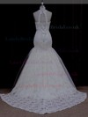 Top Trumpet/Mermaid Ivory Tulle Appliques Lace Halter Wedding Dresses #LDB00021910