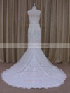 V-neck Tulle Appliques Lace Ivory Trumpet/Mermaid Newest Wedding Dresses #LDB00021912