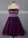 Gorgeous Short/Mini Purple Tulle with Beading Strapless Prom Dress #LDB02014572