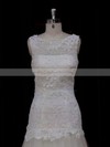 Ivory Scoop Neck Tulle Appliques Lace Trumpet/Mermaid Wedding Dresses #LDB00021924