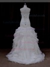 Trumpet/Mermaid Sweetheart Lace Tulle with Beading Ivory Wedding Dresses #LDB00021928