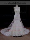Ivory Tulle Appliques Lace Trumpet/Mermaid Watteau Train Wedding Dresses #LDB00021929
