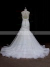 Sweetheart Trumpet/Mermaid Satin Tulle Appliques Lace Ivory Wedding Dresses #LDB00021935