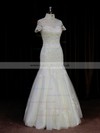 High Neck Ivory Tulle Appliques Lace Nice Trumpet/Mermaid Wedding Dresses #LDB00021939