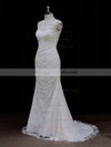 Amazing Ivory Lace Sequins Trumpet/Mermaid One Shoulder Wedding Dresses #LDB00021940