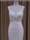 Trumpet/Mermaid Tulle Appliques Lace White V-neck Latest Wedding Dress #LDB00021945