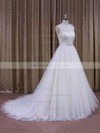 Famous White Ball Gown Tulle Sashes/Ribbons One Shoulder Wedding Dress #LDB00021956