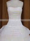 Elegant Sweetheart Tulle Appliques Lace Floor-length White Wedding Dress #LDB00021980