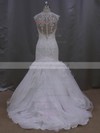 Ivory Tulle Sweep Train Appliques Lace Hot Trumpet/Mermaid Wedding Dress #LDB00021993