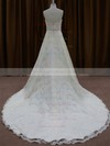 Chapel Train Ivory Lace Beading Famous Sweetheart Wedding Dress #LDB00022002