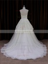 Ivory Scoop Neck Lace Tulle Beading Princess Discount Wedding Dress #LDB00022004