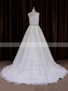 Elegant One Shoulder Organza Beading Ivory Sweep Train Wedding Dress #LDB00022012