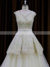 Ivory Princess Tulle Appliques Lace V-neck Simple Wedding Dresses #LDB00022013