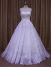 White Sweetheart Tulle Beading Affordable A-line Wedding Dress #LDB00022014