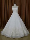 Perfect A-line Tulle Appliques Lace Ivory Sweetheart Wedding Dresses #LDB00022021