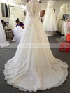A-line Chiffon Lace Beading Ivory Short Sleeve Scoop Neck Wedding Dresses #LDB00022024