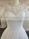 A-line Chiffon Lace Beading Ivory Short Sleeve Scoop Neck Wedding Dresses #LDB00022024
