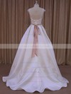 Ivory Cap Straps Scoop Neck Satin Appliques Lace Lace-up Wedding Dresses #LDB00022031