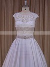 Ivory Cap Straps Scoop Neck Satin Appliques Lace Lace-up Wedding Dresses #LDB00022031