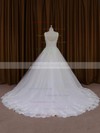 Affordable Ball Gown Ivory Tulle Appliques Lace Chapel Train Wedding Dresses #LDB00022035